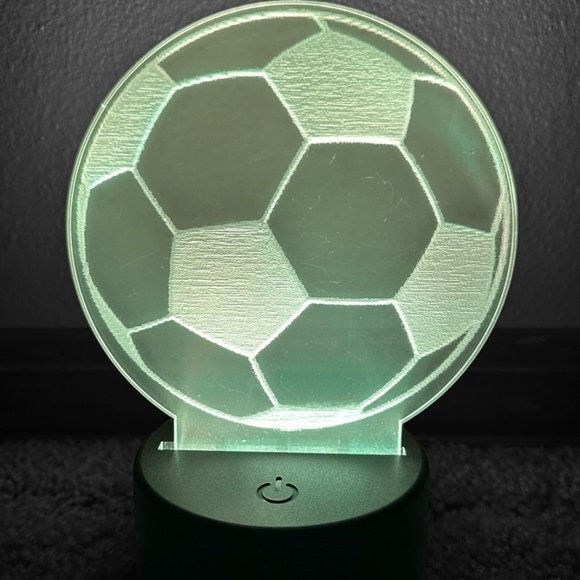 Soccer ball LED night light with engrave Acrylic, LED base, remote, and USB cord - Picture 1 of 3